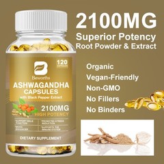 Organic Ashwagandha Capsules High Quality Dietary Supplement,120 Veg Softgels