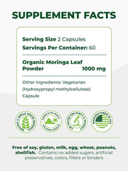 Organic Moringa Capsules Single Origin Moringa Powder Organic. Pure Moringa Leaf
