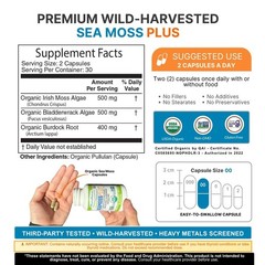 Organic Irish Sea Moss Capsules with Bladderwrack & Burdock Root – Immune Suppor