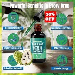 Soursop Bitters Liquid Drops Turmeric, in 1 with Sea Moss, Moringa, 10 Black See