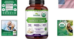 USDA Organic Odorless Garlic Extract 20:1 – 100 Capsules, Heart & Immunity
