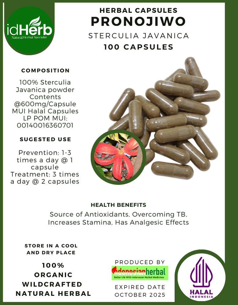 100 CAPSULES PRONOJIWO STERCULIA JAVANICA NATURAL ORGANIC HERBAL HERBS