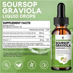 Soursop Graviola Extract Liquid Drops 1800mg Support Regeneration, Immune Boost