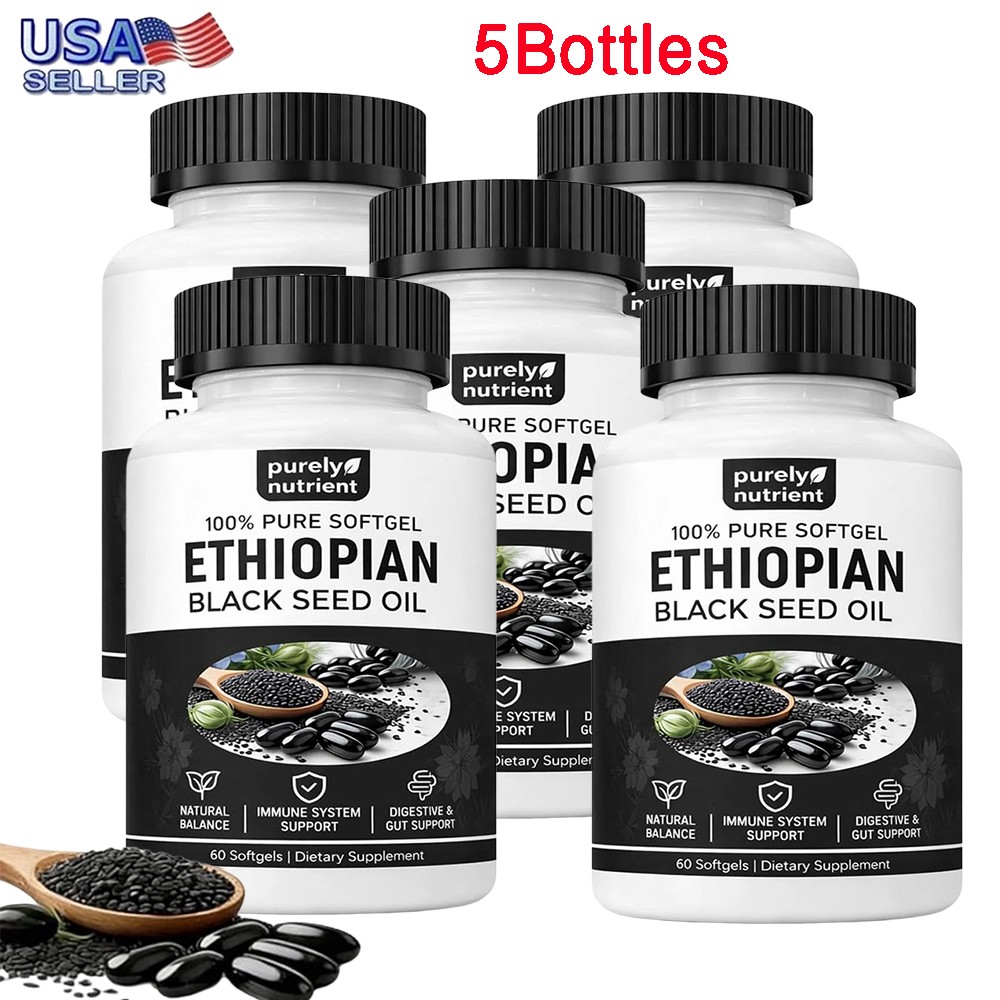 Black Ethiopian Seed Oil Softgels |4.64% Thymoquinone |Gluten-Free, 60 capsules
