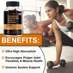 Curcumin Turmeric Highest Potency 95% 2360mg containing BioPerine Garlic Ginger