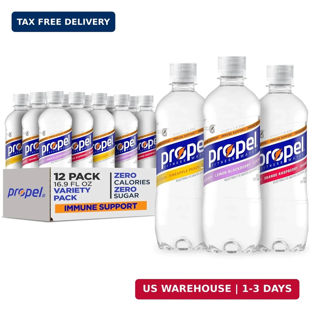 Propel Immune Support with Vitamin C + Zinc, 3 Flavor Variety Pack, 16 Fl Oz (Pa