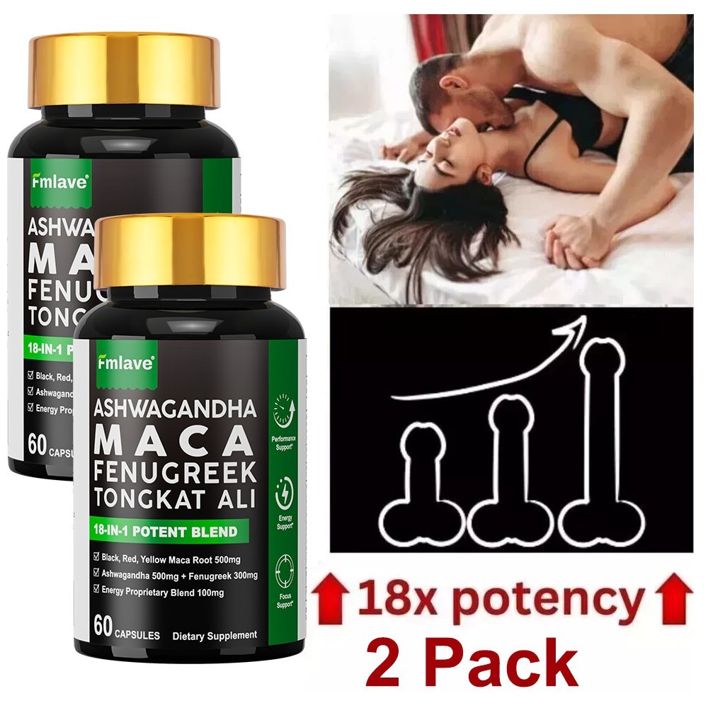 2 pack Black Maca Root Ashwagandha Fenugreek Panax Ginseng, Male Enhancing 120ct