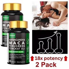 2 pack Black Maca Root Ashwagandha Fenugreek Panax Ginseng, Male Enhancing 120ct