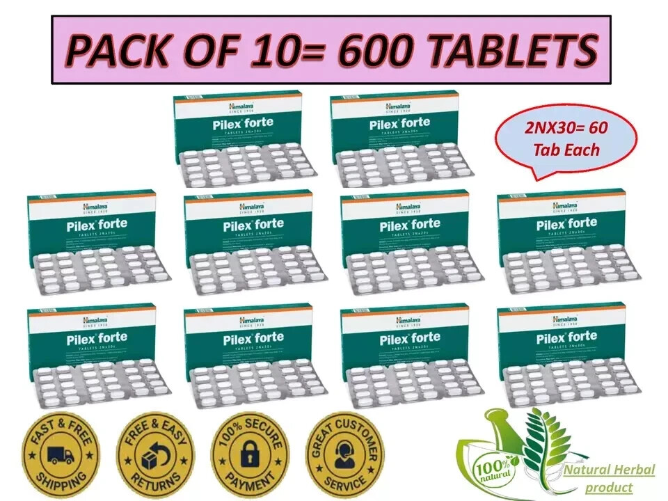 Himalaya Pilex Forte Tablets – 10 Boxes | Herbal Piles Support | Exp 07/2027