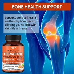 Curcumin Ginger Black Pepper Bone Joint Pain Relief 2200 Mg 60 Capsules US