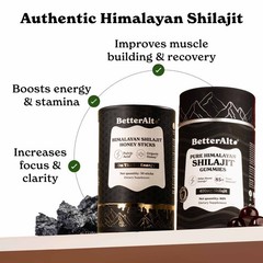 BetterAlt Ultimate Power Up Duo|Shilajit 60 Gummies+Shilajit Pro Honey 30 Sticks