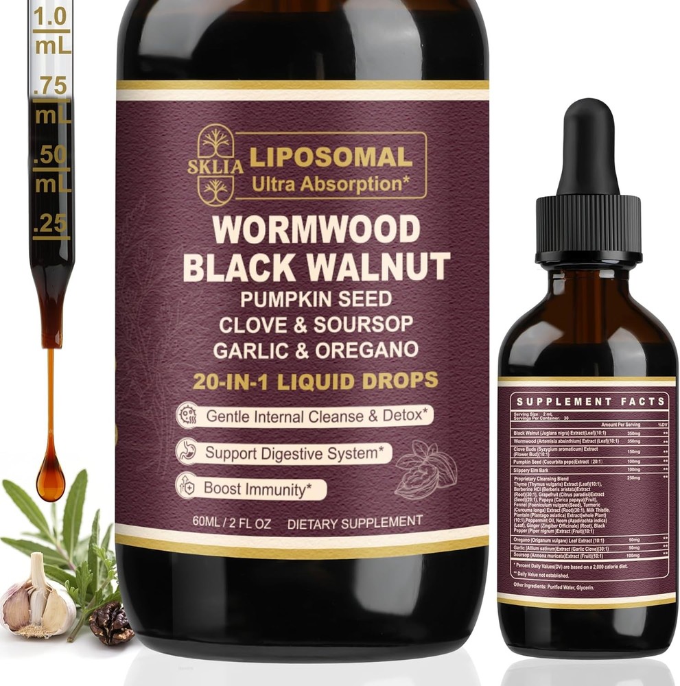 20-in-1 Liposomal Wormwood Black Walnut Cleanse for 2 Fl Oz (Pack of 1)
