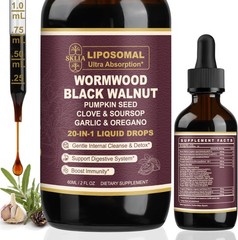 20-in-1 Liposomal Wormwood Black Walnut Cleanse for 2 Fl Oz (Pack of 1)