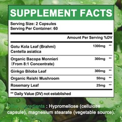 Organic Gotu Kola Leaf Centella Asiatica 1500mg Extract – Memory Immune Support