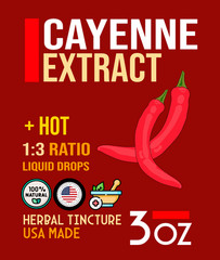 Cayenne Pepper Liquid Drops – Cayenne Extract / Tincture – DLX – USA