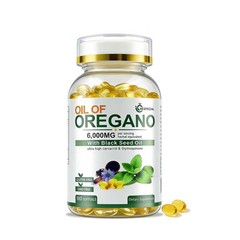 Oil of Oregano Softgels 300mg 20:1 Extract & 200mg Black Seed – 180 for Immune
