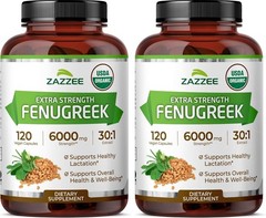 Certified Organic Fenugreek 30:1 Extract, 6000mg, 240 Count