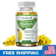120 Mullein Leaf Capsules for Lung Cleansing&Detox Herbal Dietary Supplement