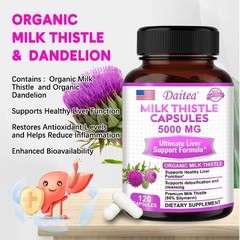 Organic Milk Thistle Extract Capsules Liver Support Detox Supplement