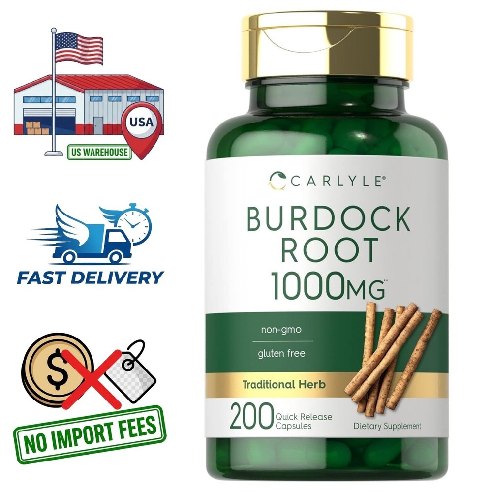 Burdock Root Extract 1000mg | 200 Capsules| 200 Day Supply | Arctium Lappa