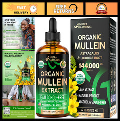 Organic Mullein Leaf Extract Drops for Lungs – 4 oz Herbal Liquid Supplement