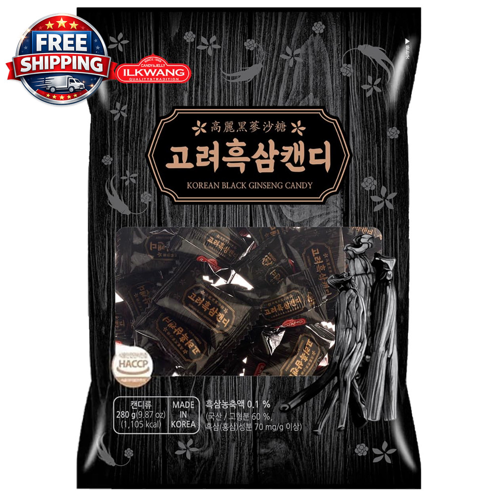 Korean Premium Black Ginseng Candy Hard Candy 280G – Strong Ginseng Taste/Good f