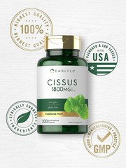 Cissus Quadrangularis Capsules | 1800mg | 200 Count | Non-GMO | by Carlyle