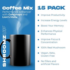 Instant Mushroom Coffee 15 Pack – Cordyceps & Lion’s Mane – Nootropic