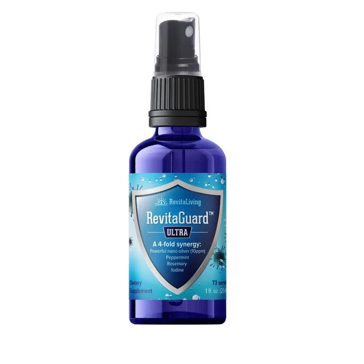 RevitaGuard ULTRA Nano Silver Herbal Throat Spray 1 oz Glass Bottle 73 servings!