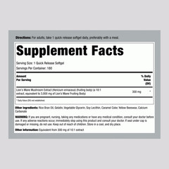 Lions Mane Capsules | 3000mg | 180 Count | Mushroom Supplement | by Piping Rock
