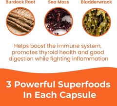 High-Potency Sea Moss & Bladderwrack Capsules – 1250mg, 60 Count for Wellness