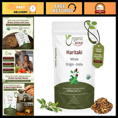 Organic Haritaki Whole – Chebulic Myrobalan, Vegan, Non-GMO, Gluten-Free, 16 oz