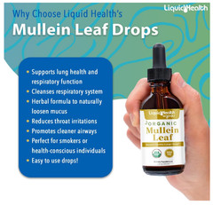 LIQUIDHEALTH USDA Organic Mullein Leaf Extract Drops for Lungs – Herbal Cleansin