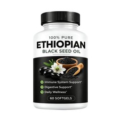 60 Pcs 100% Pure Ethiopian Black Seed Oil Softgels Immune Digestive Support
