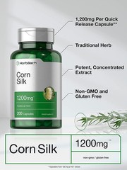 Corn Silk Capsules 1200mg | 200 Pills | Non-GMO, Gluten Free | by Horbaach