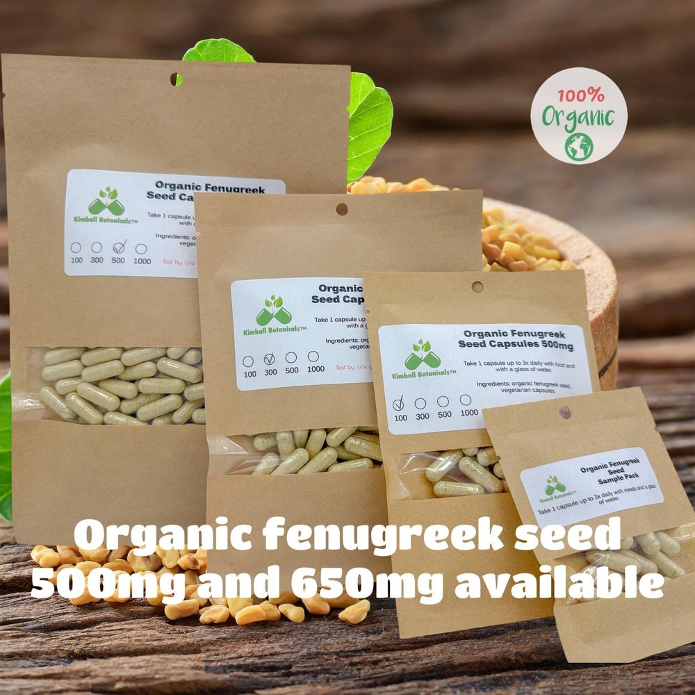 USDA Certified Organic Fenugreek Seed (Trigonella foenum-graecum) 500mg or