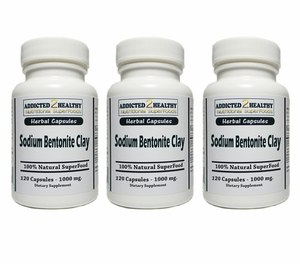 360 Sodium Bentonite Clay Capsules 1000 mg – Natural Herbal Detox