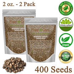 400 Moringa Oleifera Seeds 2 oz. (2 Pack) WINGLESS Fresh Semillas de Moringa