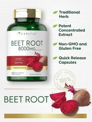 USDA Organic Extra Strength Beet Root 20:1 Extract 8000 mg Strength 120 Capsules