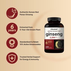 NatureBell Korean Red Ginseng 2,250mg Per Serving, 240 240 Count (Pack of 1)