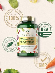Whole Food Multivitamin with B Complex | 240 Capsules | Vegetarian | by Carlyle