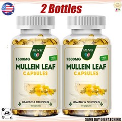 Mullein Leaf Capsules 1500mg Lung Detox & Cleanse Support Respiratory Health