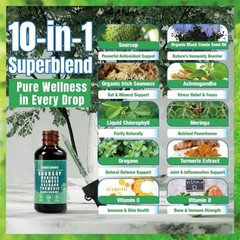 2PACK Pure Soursop 10 in 1 Liquid DropsExtract-Seamoss,Moringa,Black SeedOil