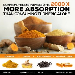 Turmeric Curcumin 95% – Organic with Ginger BioPerine – 240 Capsules