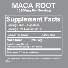 Maca 3200mg 120pcs- Testosterone Boost,Endurance Enhancement,High Efficiency