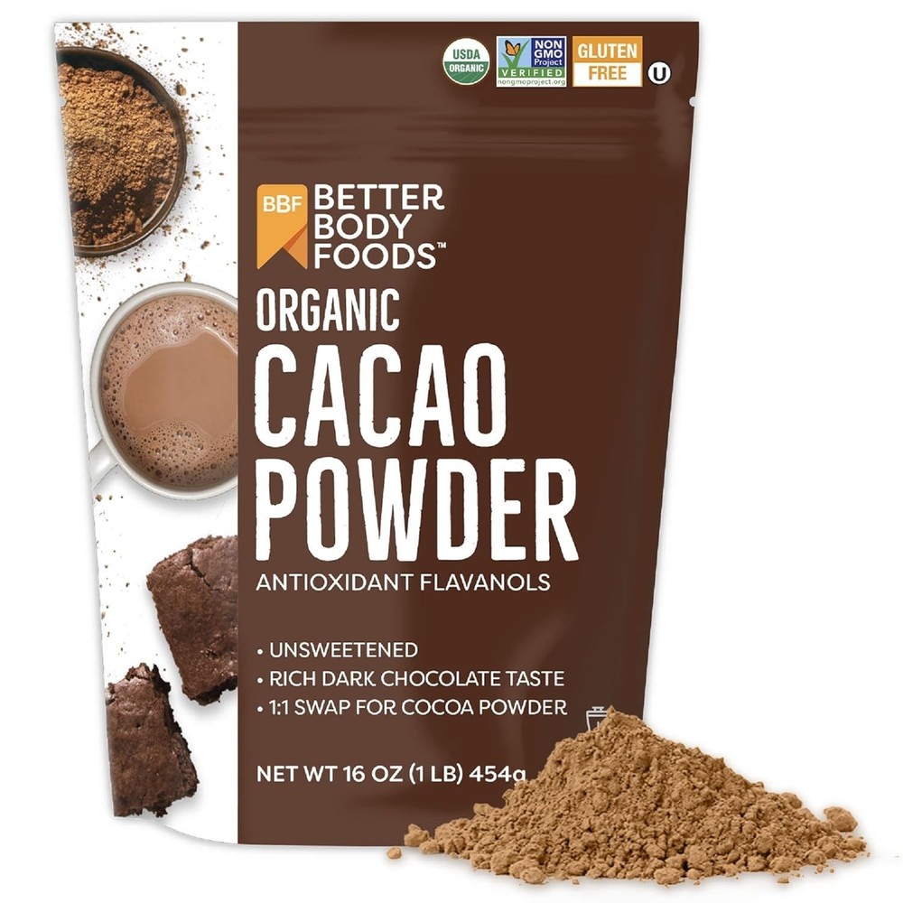 Organic Cacao Powder, Rich Chocolate Flavor, Non-GMO, Gluten-Free, Cocoa,16 ounc
