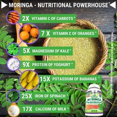 FRESH HEALTHCARE Moringa Capsules – 100% Pure Leaf 180 Count (Pack of 1)