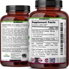 Zazzee USDA Organic Beet Root 20:1 Extract, 180 Vegan 180 Count (Pack of 1)