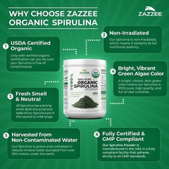Zazzee USDA Organic Spirulina Powder, 2.2 Pounds (1 KG), 303 Servings, Certif…