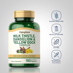 Milk Thistle, Dandelion & Yellow Dock 180 Pills by Piping Rock
